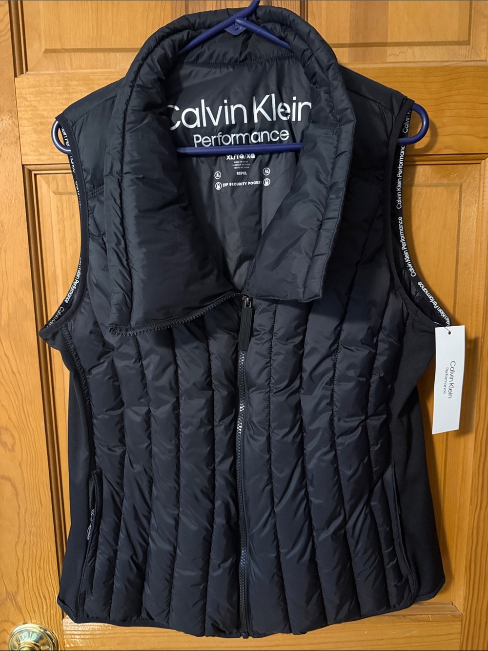 Calvin Klein Performance Women's Black Quilted Puffer Vest with High Collar